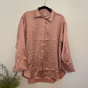 Pale Pink Silk Button Down Oversized